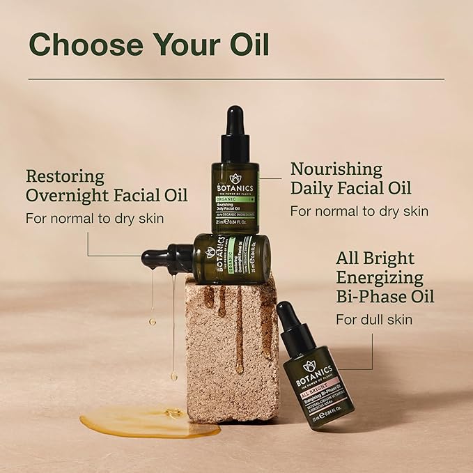 Botanics Hydrating Face Oil for Women & Men - Organic Nourishing Daily Facial Oil - Enriched with Argan & Rosehip Oil - Lightweight & Non-Greasy - Vegan & Cruelty-Free Skin Care (0.84 Fl Oz)