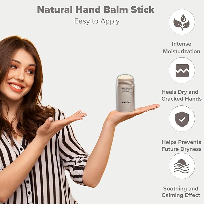 ZAAINA Intensive Hand Balm Stick - Natural Moisturizing for Dry, Cracked Hands - 1.7 oz