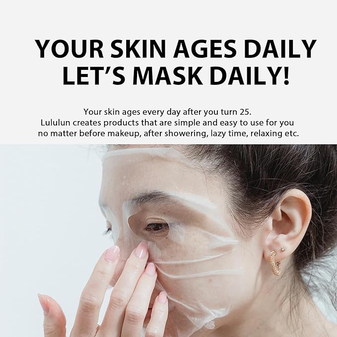 Lululun 5 Sheet INSTANT Skin Care Face Mask for Women & Men, Hydrating Face Masks Skincare with Lavender Extract, Vitamin E& Butylene Glycol, Organic Face Mask & Sheet Mask in Japan, ONE NIGHT - CLEAR