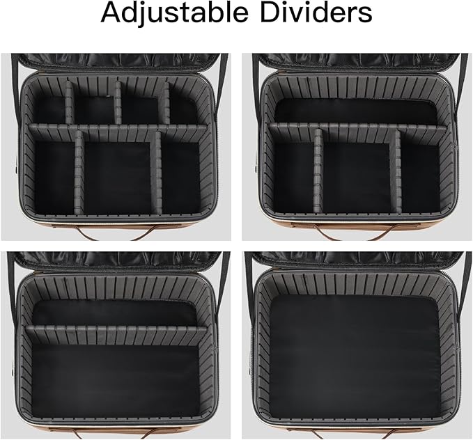 Makeup Case with LED Light Mirror,12 Inch Professional Portable Travel Cosmetic Organizer Bag with Adjustable Dividers, USB Charging, Large Capacity, Ideal for Travel, Gift for Women Girls