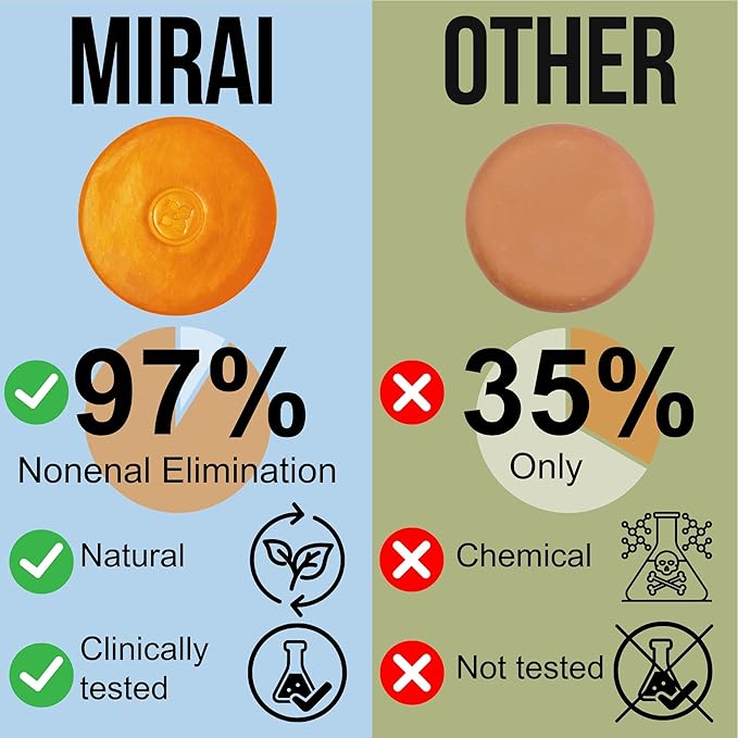 Mirai Clinical Persimmon Soap Bar for Body Odor (Pack of 4 – 100g Each) – Eliminates Nonenal Aging Odor - Deodorizing and Purifying, Japanese Natural Body Odor Soap - Gentle on All Skin Types