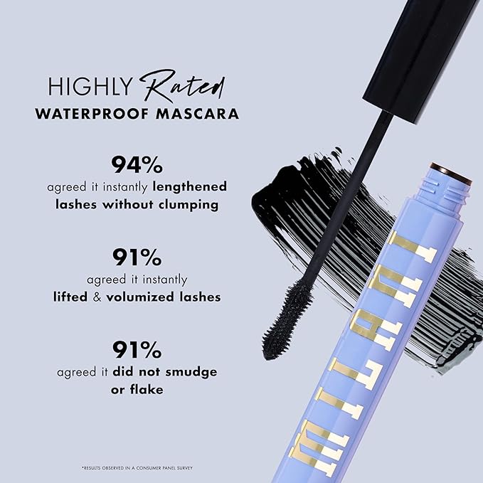 Milani Waterproof Mascara Volume and Length, Highly Rated Anti-Gravity Black Shade with Castor Oil and Molded Hourglass Shaped Lash Coating Mascara Wand