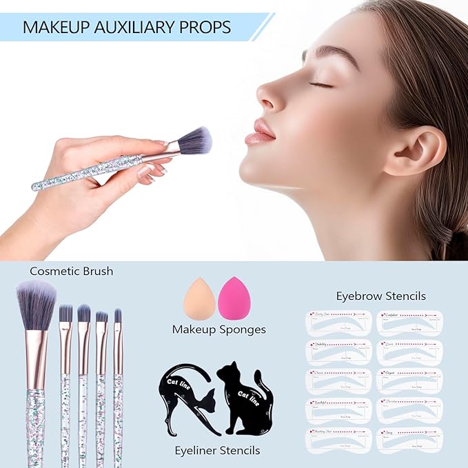 Makeup Kits For Girls Teens, Makeup Gift Set For Women with Eyeshadow Palettes, Brushes, Lip Gloss, Travel Make up Starter Kit For Beginners (C01612)