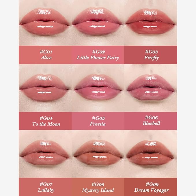 Flower Knows Midsummer Fairytales Coating Lip Lacquer,Glowy Non-Fading Lip Gloss,Hydrating Tinted Lip Oil for Girls&Women,Vegan & Cruelty Free,0.17Fl Oz(G04 To the Moon)