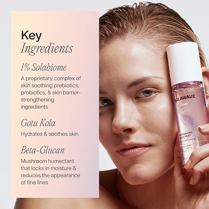 Solawave Refreshing Jelly Mist Toner with Gotu Kola, Prebiotics, Probiotics, Hydrating Pro Vitamin B5 for All Skin Types (3.4 OZ)