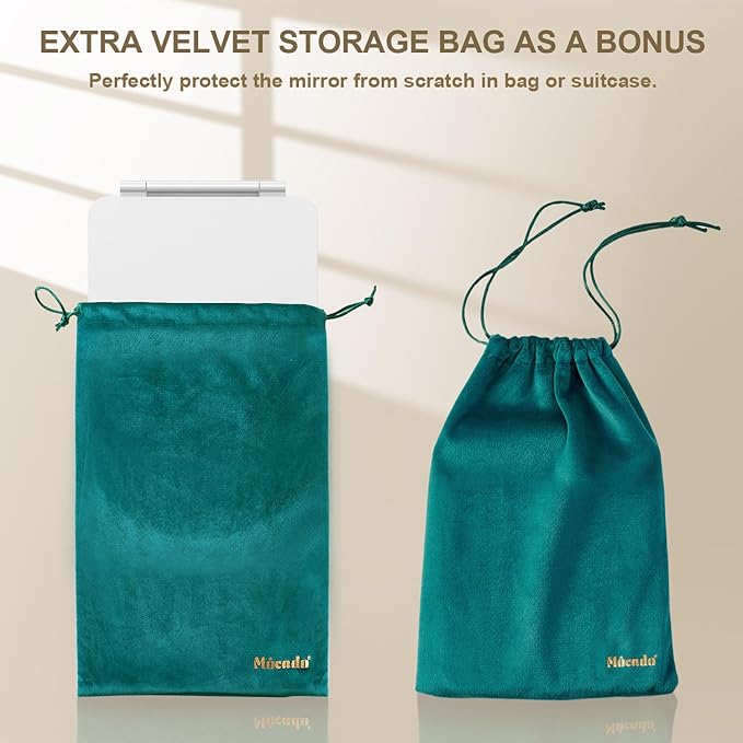 Mocado Travel Makeup Mirror with Light, 1x/10x Magnifying Mirror with Light, 3 Colors Lighted Magnifying Mirror, 2000mAh Rechargeable Lighted Makeup Mirror, Memory Function (Arched-White)