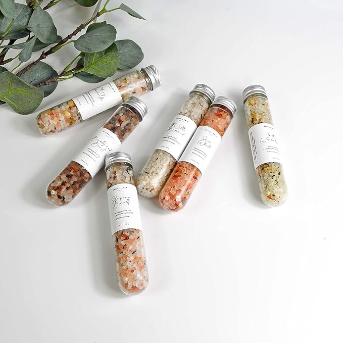 Handmade Bath Salt Gift Set 6 Pack, All Natural, Scented with Essential Oils, Gift for Women
