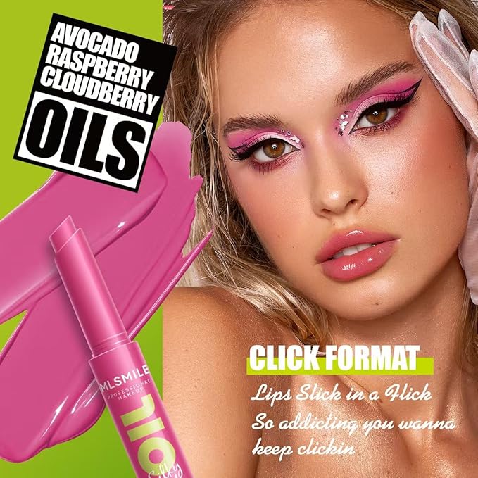 3 Colors Fat Lip Oil Click Slick,Press Lipstick Set, moisturizing and nourishing long-lasting lipstick, non-sticky high-pigment glossy lip oil, lightweight and shiny coconut oil lip plumper (Set-C)