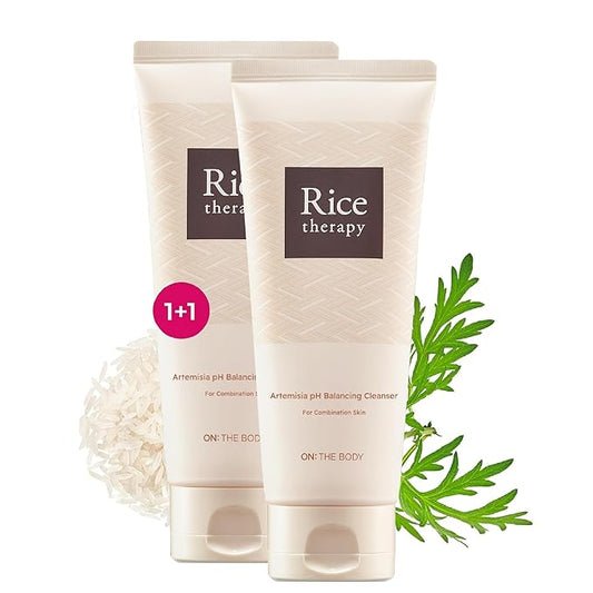 Rice Therapy Artemisia Cleanser (5.1+5.1fl oz, Pack of 2) - Gentle Moisturizing Face Wash for Sensitive Skin. Daily Hydrating Facial Foam for Clear, Radiant, Rice Cleanser Korean Skin Care