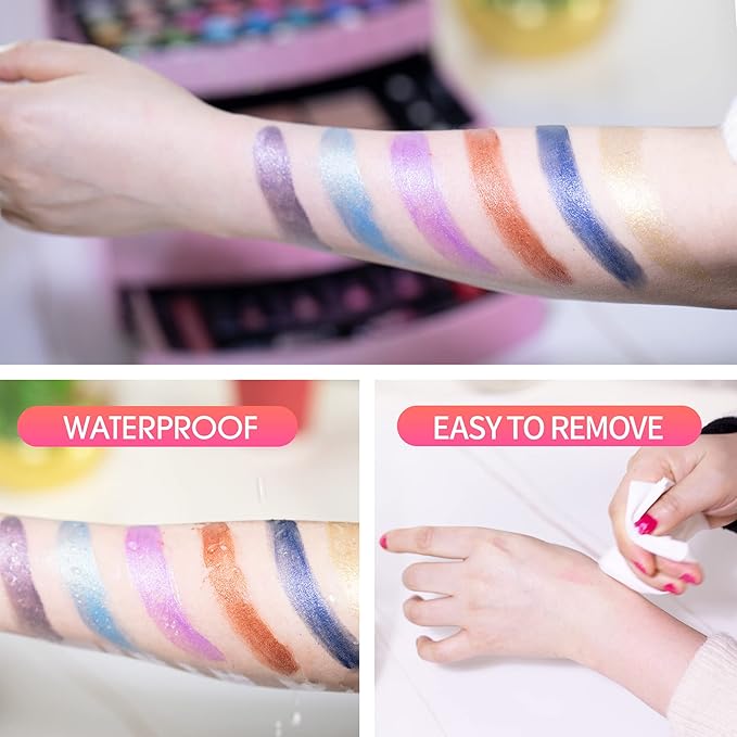 Hot Sugar Girls All-in-One Makeup Kit for Teens 10-16 Years | Beginner Cosmetic Set with Real Makeup Tools & Cosmetics | Birthday Christmas Gift for Girls (Blue)