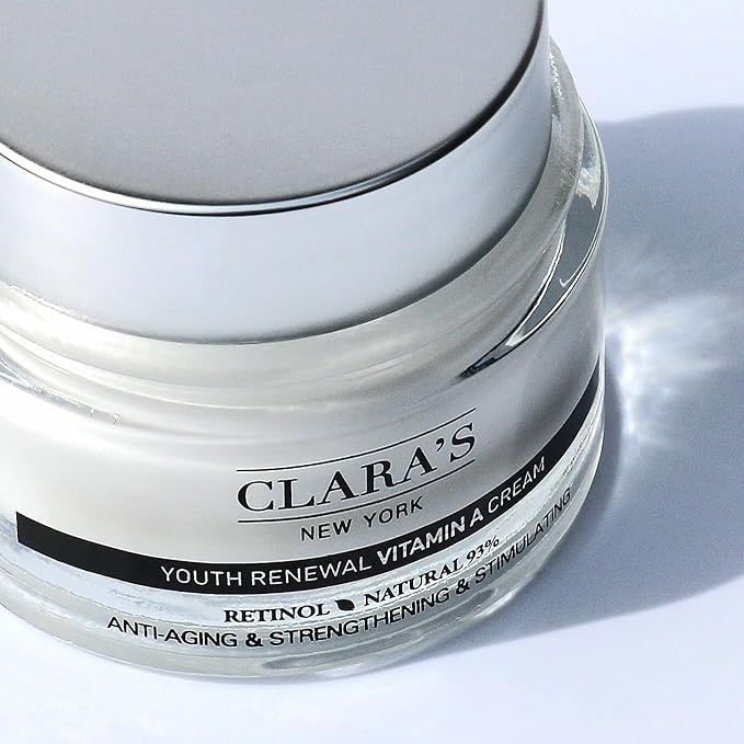 CLARA'S NEW YORK Youth Renewal Retinol (Vitamin A) Facial Cream for Anti-aging, Reducing wrinkles - Rich, Non-sticky, Fast-absorbing Formula, 50ml MADE IN USA