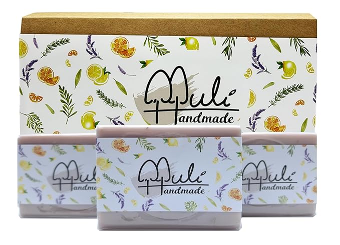 Natural Handemade Bar Soap for Men and Women with Essential oils, Scented Bar Soaps for Bath, Fragrance Regular Use Gift Set (Pack of 3) Lavender