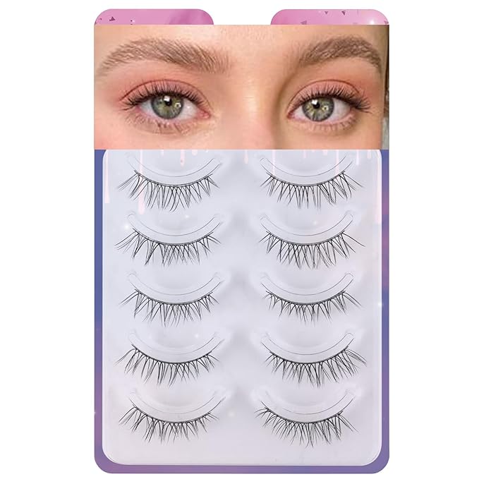 Lashes Eyelashes Natural Look, False Wispy Look 5 Pairs Soft Faux Mink 3D 6D Volume Fluffy Frihappy Fake #17-Understated