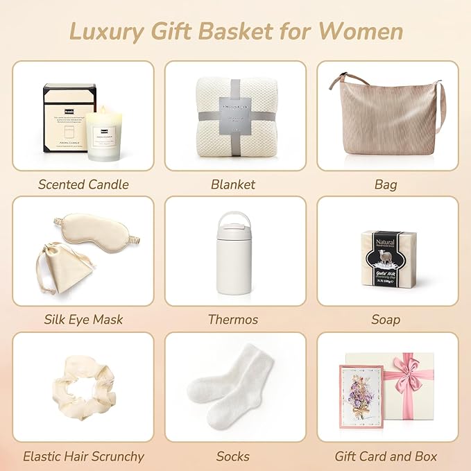 Gift Set, 10 Pcs Self Care Basket for Women, Get Well After Surgery, New Mom Care Package, Thinking of You for Mom Wife Friends Sister Her