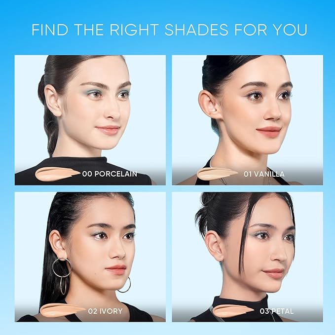 Velvet Matte Cushion Foundation Blue Ultra Cover Powder Foundation Oil-Control Waterproof BB Cushion Makeup CC Cream (01 VANILLA)