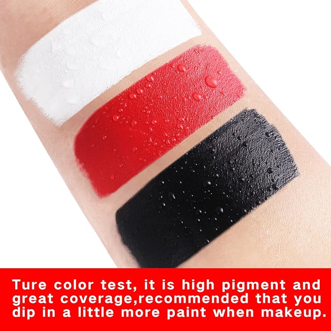 Go Ho Black White Red Face Paint,Washable Formula Cream Clown Face Paint,Halloween Face Body Paint SFX Makeup Palette,Professional Clown Makeup for FX Cosplay Costumes
