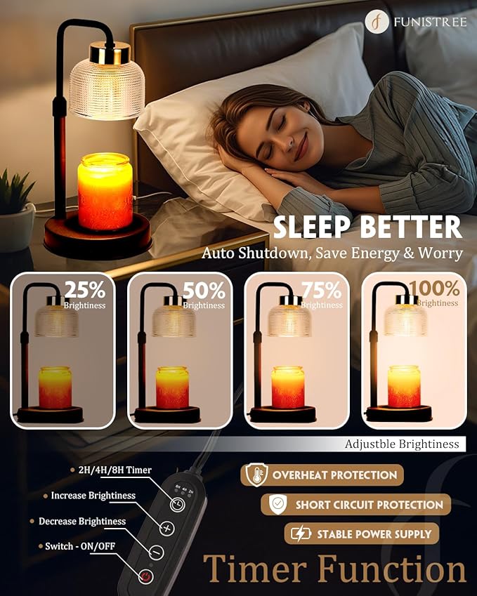 Candle Warmer Lamp with Timer & Dimmable Brightness, House Warming Gifts New Home, Candle Warming Lamp Gifts for Christmas, Birthday Gifts for Women Mom, Flameless Wax Melt Warmer for Jar Candles