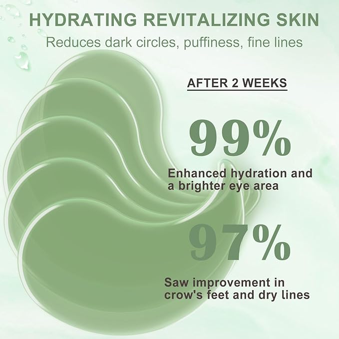 Eye Mask - 30 Pairs Green Tea Eye Patches Skin Care Products for Dark Circles and Puffiness, Reduce Wrinkles and Fine Lines, Eye Patches for Women and Man,with Hair Clips