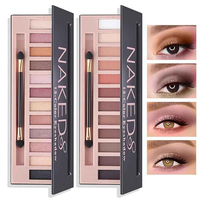 12 Colors Makeup Naked Eyeshadow Palette,Nude Matte Shimmer Eyeshadow Palette,Natural Glitter Pigment Eye Shadow Pallete Set Smokey Eye Professional Beauty Makeup Kit(Pearl+Matte)