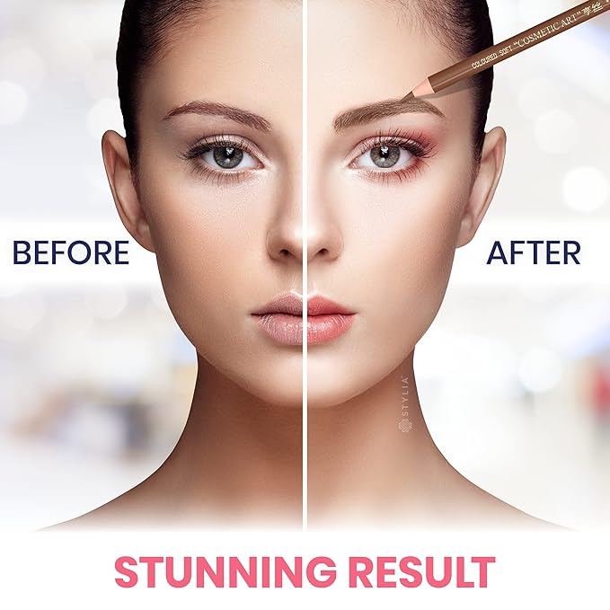 Stylia Waterproof Eyebrow Pencils For Women – Long-Lasting Microblading Supplies Brow Pencil, Perfect for Eyebrow Shaper, Filling & Defining Natural-Looking Brow - (12PC Light Brown)