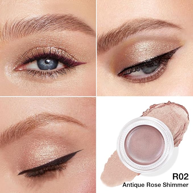 Cream Glitter Antique Rose Shimmer Metallic Eyeshadow Palette Makeup, Natural Single Mini Instant Holographic Eyeshadow For Women, Sombras Crema Para Ojos,Talc,Paraben&Cruelty Free,R02