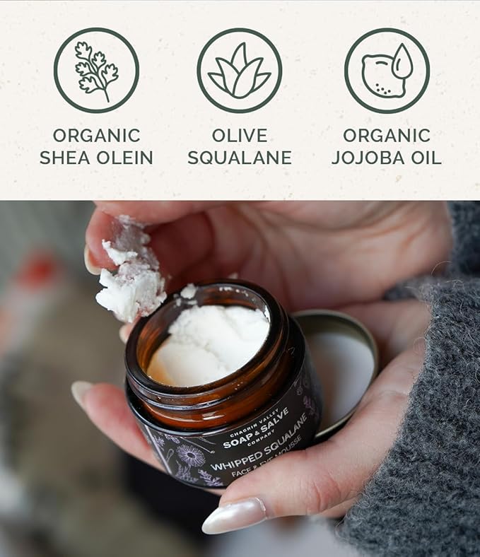 Chagrin Valley Soap & Salve Natural Eye & Face Moisturizer, Whipped Squalane Facial Moisturizer Face Cream with Jojoba Oil Organic, 1 Ounce, Morning and Night Cream