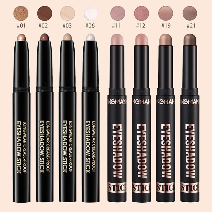 Matte Cream Eyeshadow Stick, Waterproof Eye Shadow Stick, Long-Lasting and Blendable High Pigmented Single Eyeliner Makeup for Women, 6 Oyster