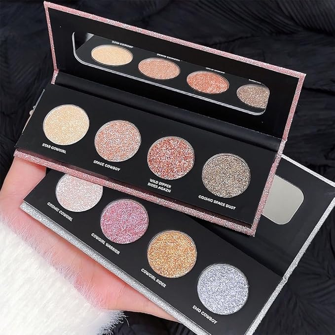 4 Colors Highlight Pink-Purple Eyeshadow Palette, SHANY Cosmetics Shimmer Palette, Cruelty-Free and Vegan Formula, Glitter Eyeshadow for Professional Makeup