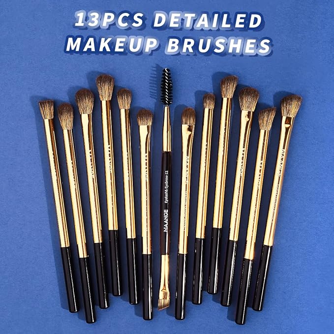 MAANGE 20 PCS Foundation Makeup Brush Set, Double-ended Kabuki Contour Brush for Liquid Powder Concealer Blending Blush Makeup Tools (Coffee Gold)