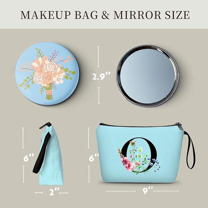 Happy Birthday Friendship Bridesmaid Team Gifts for Employees Women Mom Girl Daughter Teenage Personalized Make up Cosmetic Bag Travel with Mirror Mothers Day Christmas Graduation O