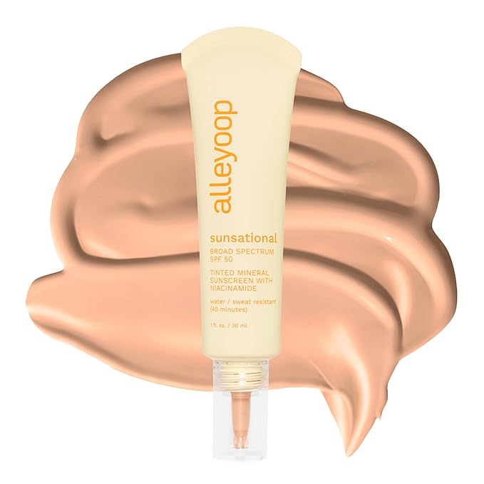 Alleyoop Sunsational Tinted Moisturizer SPF 50 for Face Broad Spectrum – 100% Mineral Face Sunscreen with Jojoba, Hydrating & Soothing Tinted Sunscreen, Vegan & Cruelty-Free (Solar)