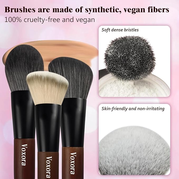 Travel Makeup Brush Set–Mini Makeup Brushes for Foundation, Powder, Eyeshadow, Blush, Contour, Concealer with Case, Silicone Brush Cleaner & Mini Hair Brush with Mirror–Perfect for Travel & Daily Usez