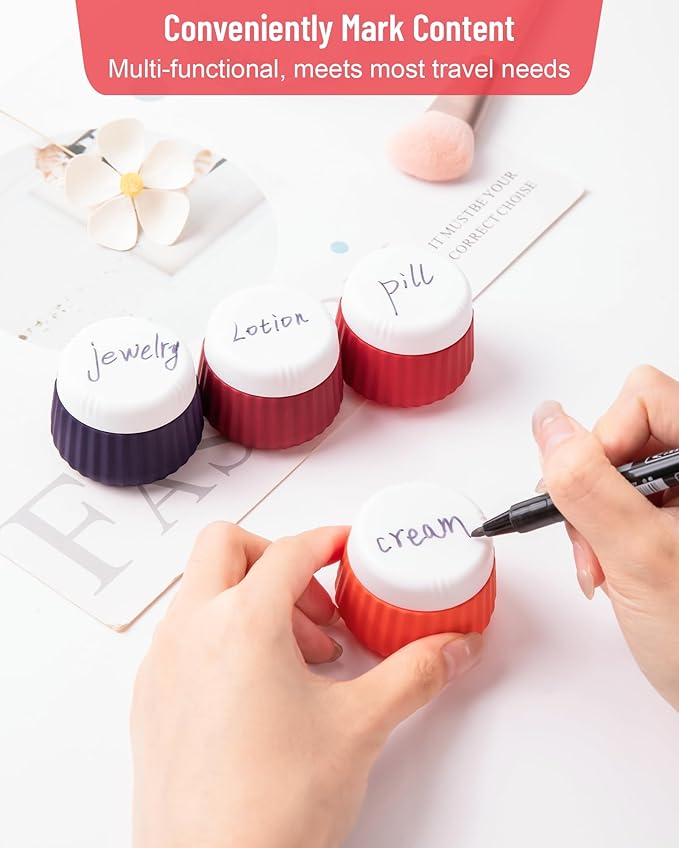 Travel Containers for Toiletries 4 Pack, TSA Approved Travel Size Toiletries, Travel Size Containers, With Clear Bag Leak Proof Silicone Jars, Travel Essentials Creams Jars Carrying Small Items