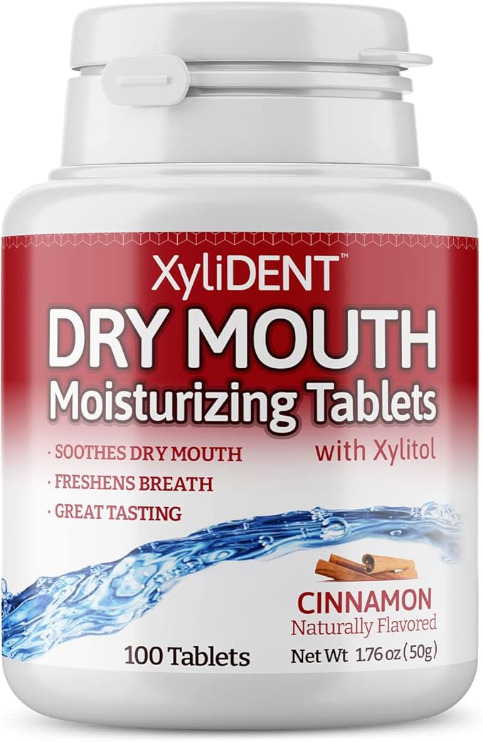 Nature's Stance XyliDENT Xylitol Tablets for Dry Mouth Relief - Stimulates Saliva, Freshens Breath, Reduces Acid Production, Fast Acting Relief, 100 Count (Cinnamon)