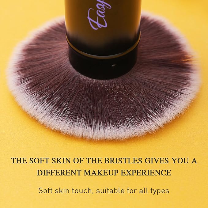 Retractable Kabuki Makeup Brushes 2 Pcs Blush Brushes Set Portable Powder Brushes with Flat and Angled Top for Liquid Cream Cosmetics Travel. (violet)