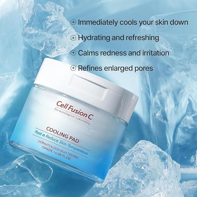 Cell Fusion C Post Alpha Cooling Pad, Hydrating & Cooling Korean Toner Pads for Dry Skin, Panthenol and Glacier Water to Plump and Replenish, 70 Pads / 6.08 fl.oz.