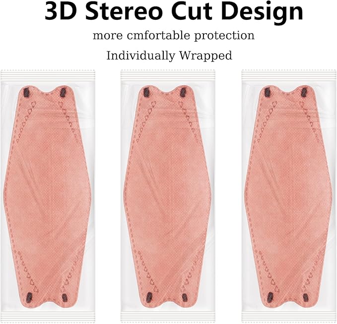 100Pcs KF94 Masks, Individually Wrapped 3D Fish Type Masks for Adult, 4 Layer Protective Face Mask