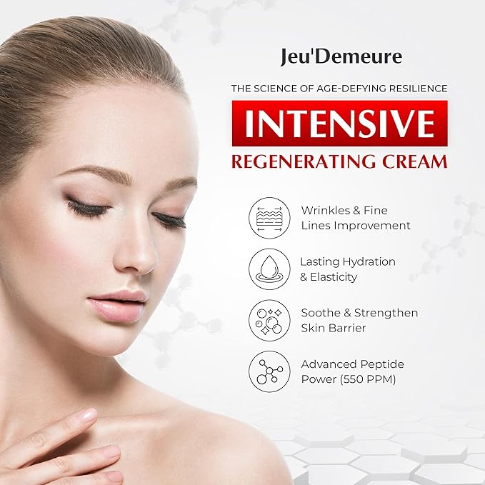 JEU'DEMEURE Intensive Adenosine Ceramide & Peptides Korean skin care Night Moisturizer Cream for Regenerating, Ultra-Deep Hydrating, Skin Repair, Rich Texture, Anti-Aging 1.7 oz