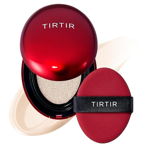 [*Mini Size*] TIRTIR Mask Fit Red Cushion Foundation | Full coverage, Weightless, Skin fit, Satin Glow Finish, Korean Makeup, beauty, Tattoo cover up, Buildable (#10C Shell, 0.15 Fl Oz)