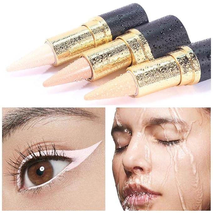 evpct Pastel Pink Long Wear Gel Eyeliner Pencils for Women, Pink White Eye Liner Pencil Pen Makeup Glide Smooth, Eye Liner Waterproof Smudge Proof, Cream Eyeliner Lipstick Set, delineador de ojos