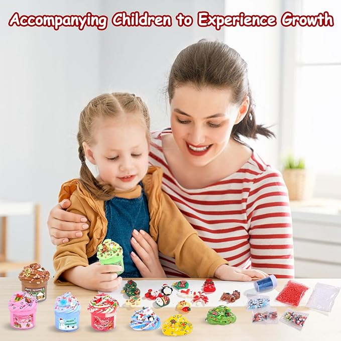 Slime Advent Calendar 2025 - Christmas Countdown Calendar 24 Days of Slime Gifts Kit for Girls Boys Kids Toddlers Teens 4-12 Years Old