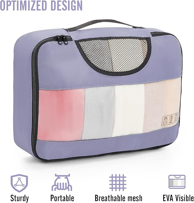 Veken 8 Set Packing Cubes for Travel Essentials, Suitcase Organizer Bags in 4 Sizes, Carry-On Luggage Accessories with Large Laundry & Hanging Toiletry Bag, Must-Have for Airplane, Road Trip & Camping