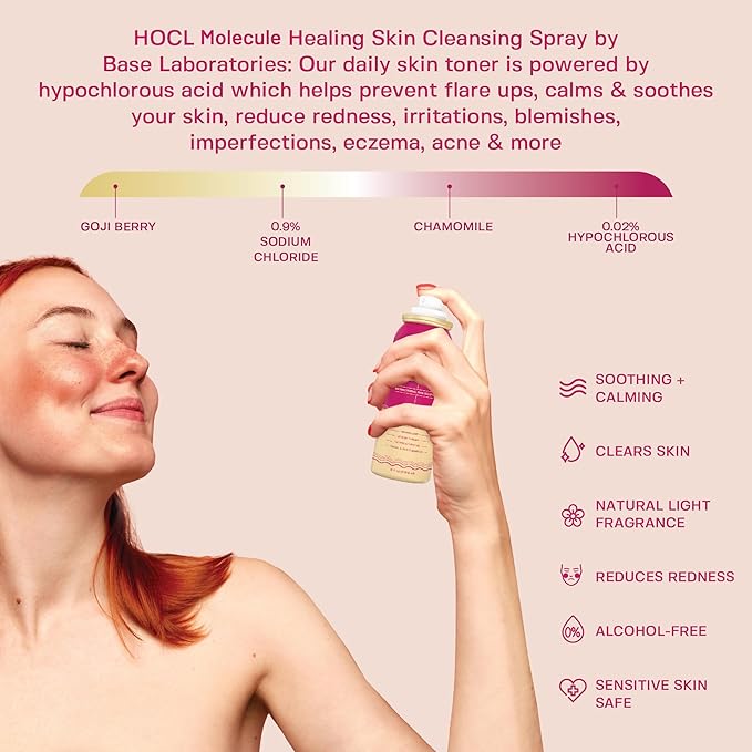 BASE LABORATORIES Hypochlorous Acid Spray for Face & Skin | 8 oz | Facial Spray Daily Skin Repair Solution for Sensitive Skin, Redness, Irritations, Eczema, Acne. Hypochlrous HOCL Molecule Spray