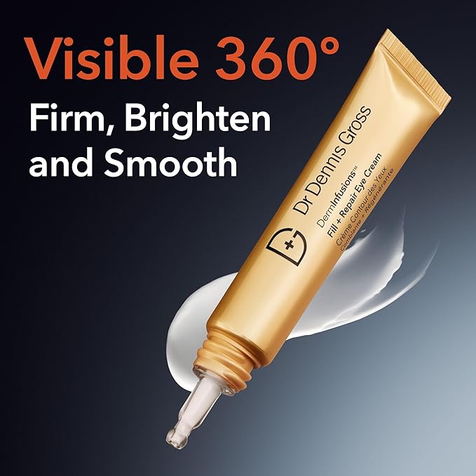 Dr Dennis Gross DermInfusions Fill + Repair Eye Cream: Hydrating & Brightening Treatment for Dark Circles, Fine Lines & Wrinkles, Firms & Smooths 360° Eye Area, 0.5 Oz