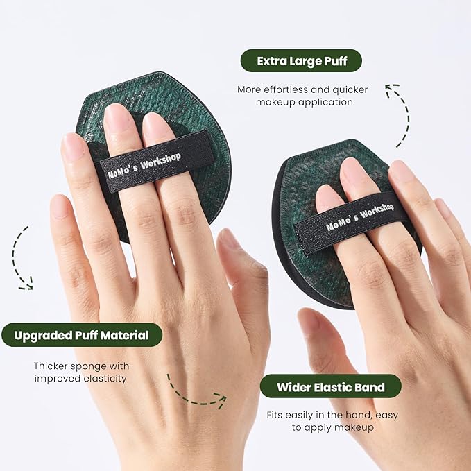 Momo's Workshop Makeup Sponge, Large Makeup Blending Puff for Liquid & Cream Foundation, Concealer Foundation Puff Quick Apply Cosmetics 1pcs Green