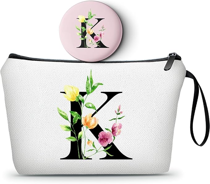 SEAMOON Mom Birthday Thank You Appreciation Gifts for Women Aunt Teacher Coworkers Bride Bridesmaid Monogrammed Travel Makeup Cosmetic Bag with Mirror Valentines Mothers Day Christmas Graduation K