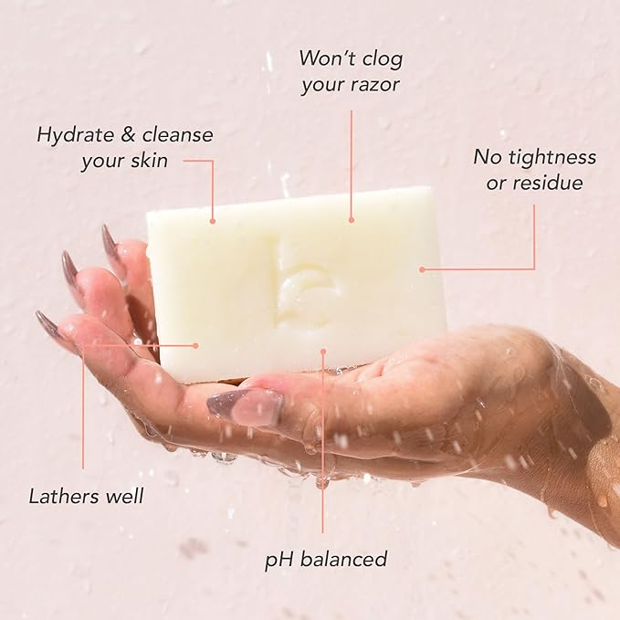 Bar Soap for Shaving - USA Made with Organic & Natural Ingredients, Shave Bar for Women, Vegan Soap with Shea Butter & Coconut Oil, Provides Rich Lather and Reduces Ingrown Hair & Razor Bumps