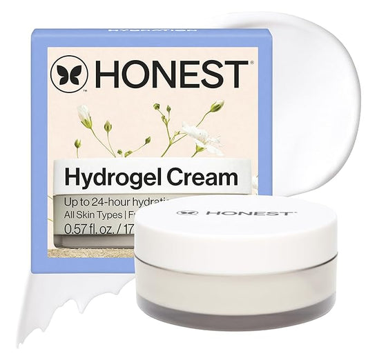 Honest Beauty Mini Hydrogel Cream with Hyaluronic Acid | Lightweight, Moisturizing Water Cream | Gentle for Sensitive Skin, Fragrance Free, Vegan | Travel Size, .57 fl oz