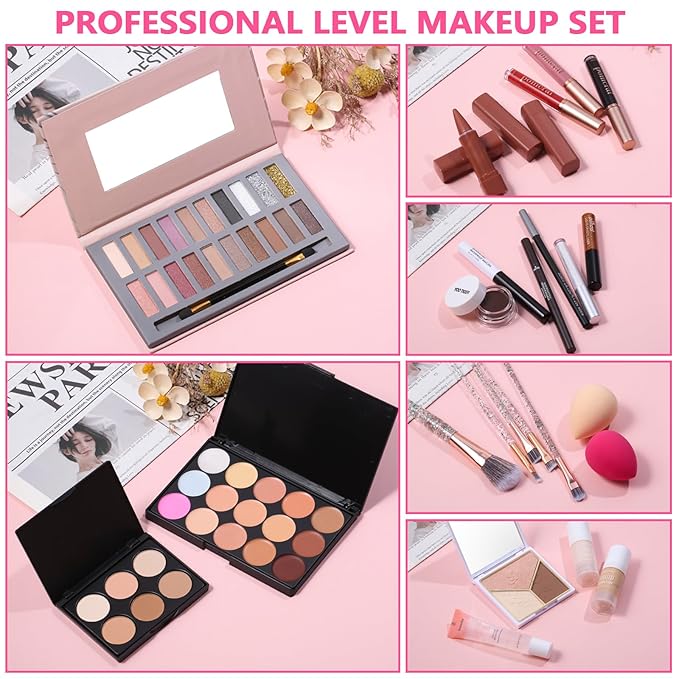 Makeup Kit For Women Full Kit, Makeup Set For Girls Teen Women, Makeup Gift Set With Eyeshadow Palette, Foundation, Concealer, Lipstick, Brushes (20 color makeup kit)