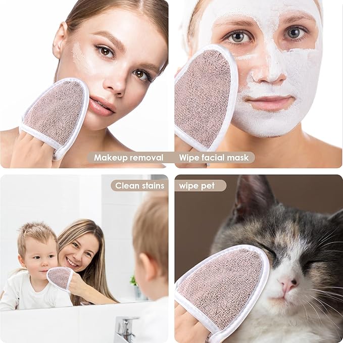 SINLAND Reusable Makeup Remover Pads For Face,Eye,Lips Microfiber Gentle Facial Cleansing Cloths for All Skin Types Friendly for Makeup Remover With Laundry Bag 5.1inchx3.93inch Pack of 12